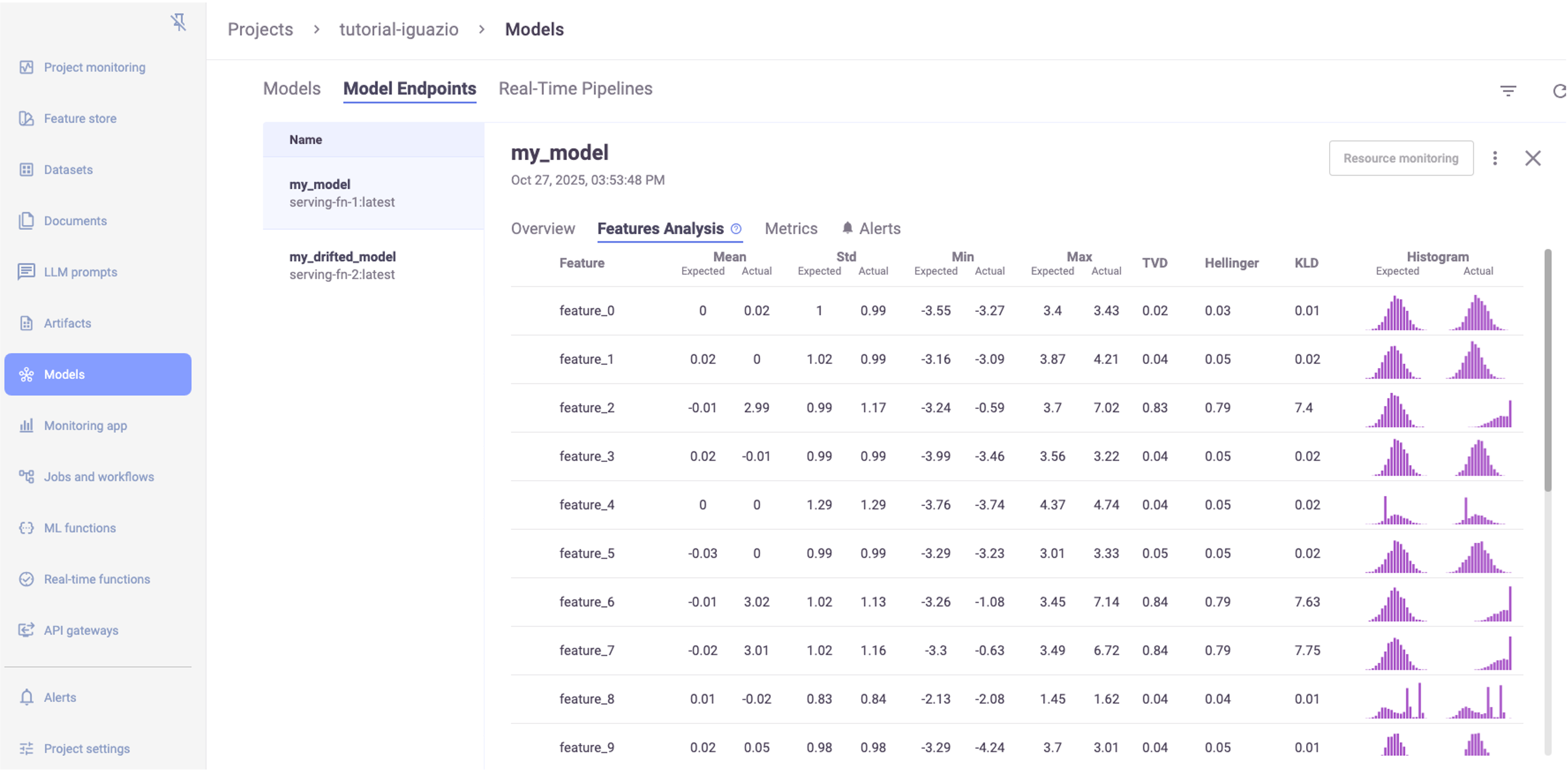 Model Endpoint Feature Analysis